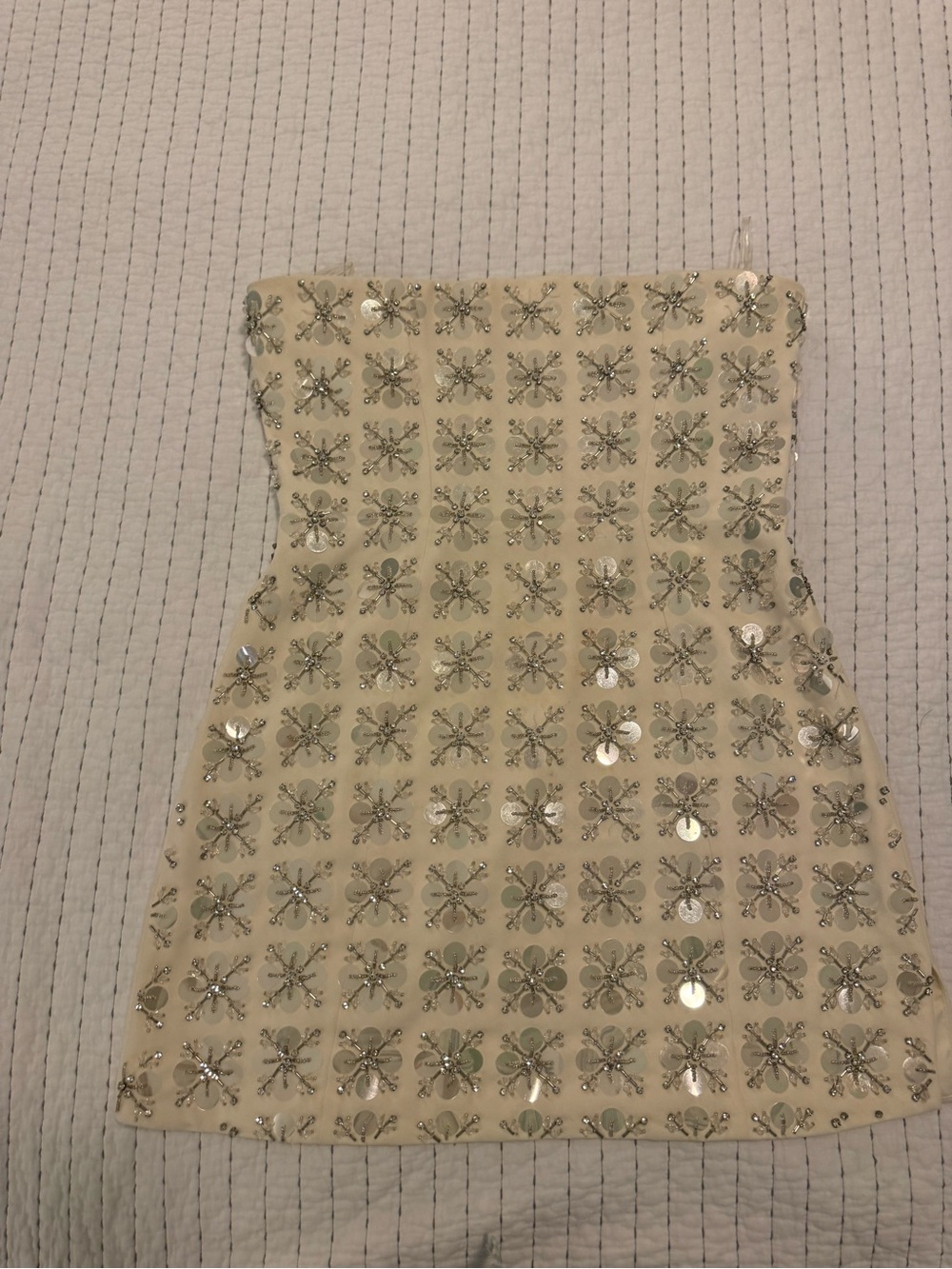 Cream Sequin Party Dress